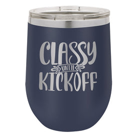 Classy Until Kickoff Navy Double-Walled Insulated Stemless Cup and Lid