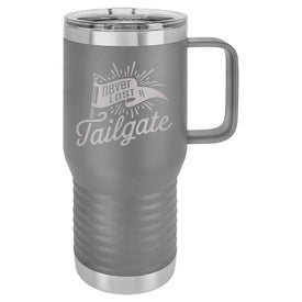 Never Lost a Tailgate Gray Insulated Travel Mug and Slider Lid