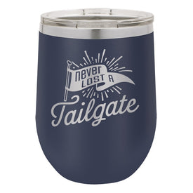 Never Lost a Tailgate Navy Double-Walled Insulated Stemless Cup and Lid