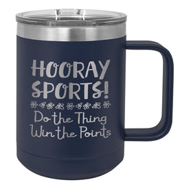 Hooray Sports! Navy Double-Walled Insulated Mug and Lid
