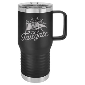 Never Lost a Tailgate Black Insulated Travel Mug and Slider Lid