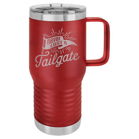 Never Lost a Tailgate Maroon Insulated Travel Mug and Slider Lid
