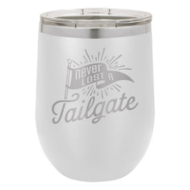 Never Lost a Tailgate White Double-Walled Insulated Stemless Cup and Lid