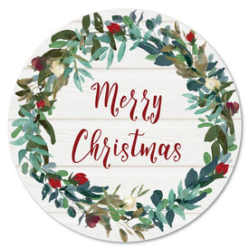 Merry Christmas Circular Wood Wall Decor