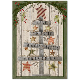 Wooden Christmas Tree Flag Wood Wall Sign