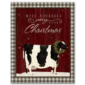 Cow Christmas Farm Gallery-Wrapped Canvas Wall Art