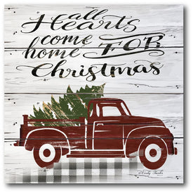 All Hearts Red Truck Wood Wall Sign