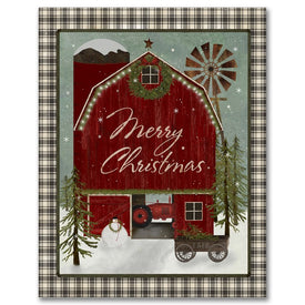 Barn Christmas Farm Gallery-Wrapped Canvas Wall Art