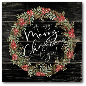 A Very Merry Christmas Wreath Wood Wall Sign
