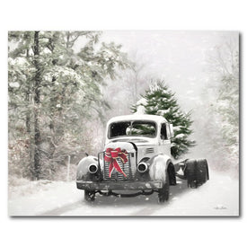 Snowy Christmas Truck Gallery-Wrapped Canvas Wall Art