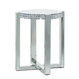 Silver MDF Wood Glam Accent Table