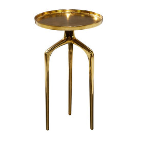 Gold Aluminum Contemporary Accent Table