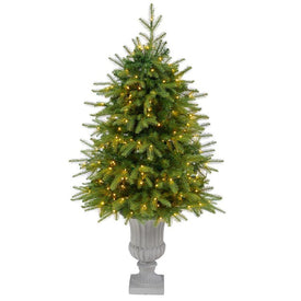 4.5' Pre-Lit Artificial Vancouver Fir Natural Look Christmas Tree with 250 Clear LED Lights in Decorative Planter