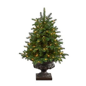 3.5' Pre-Lit Artificial South Carolina Spruce Christmas Tree with 100 White Warm Light in Iron Colored Urn