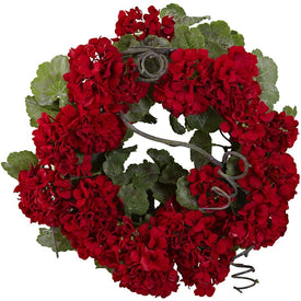 17" Geranium Artificial Wreath