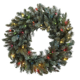 30" Pine Wreath with Colored Lights
