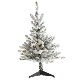 3' Pre-Lit Artificial Flocked West Virginia Spruce Christmas Tree with 50 Clear Lights