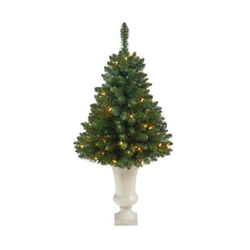 3.5' Pre-Lit Artificial Northern Rocky Spruce Christmas Tree with 50 Clear Lights in Sand-Colored Urn