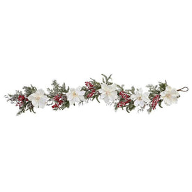 60" Artificial Frosted Magnolia and Berry Garland