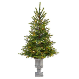 56" Pre-Lit Artificial North Carolina Spruce Christmas Tree with 100 Clear Lights in Decorative Urn