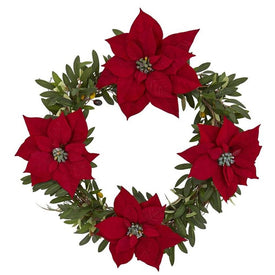 21" Artificial Olive with Poinsettia Wreath