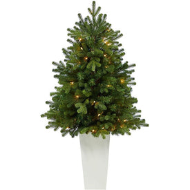 3.5' Pre-Lit Artificial Washington Fir Christmas Tree with 50 Clear Lights in Tower Planter