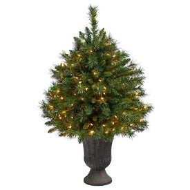 3.5' Pre-Lit Artificial Wyoming Mixed Pine Christmas Tree with 150 Clear Lights in Charcoal Urn