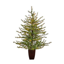 52" Pre-Lit Artificial Vancouver Mountain Pine Christmas Tree with 100 Clear Lights in Bronze Metal Planter