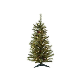 3' Pre-Lit Artificial Christmas Tree with Pine Cones and 100 Clear Lights