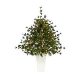 44" Pre-Lit Artificial Colorado Mountain Pine Christmas Tree with 50 Clear Lights, Pine Cones in Planter