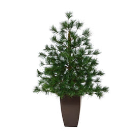 40" Unlit Artificial Yukon Mixed Pine Christmas Tree in Bronze Metal Planter
