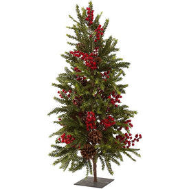 36" Unlit Artificial Pine and Berry Christmas Tree