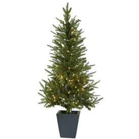 4.5' Pre-Lit Artificial Christmas Tree with Decorative Planter and 150 Clear Lights