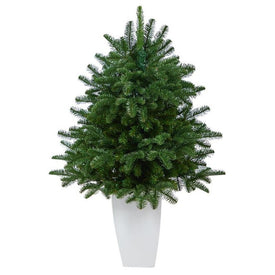 38" Unlit Artificial South Carolina Spruce Christmas Tree in White Metal Planter