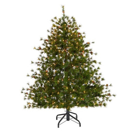 5' Pre-Lit Artificial Colorado Mountain Pine Christmas Tree with Pine Cones and 250 Clear Lights