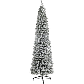 7' Unlit Artificial Flocked Pencil Christmas Tree