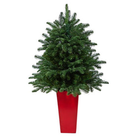 3.5' Unlit Artificial South Carolina Spruce Christmas Tree in Red Tower Planter