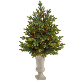 44" Pre-Lit Artificial North Carolina Fir Christmas Tree with 150 Clear Lights in Sand-Colored Urn