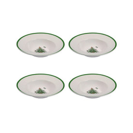 Christmas Tree 10" Rimmed Pasta Bowls Set of 4