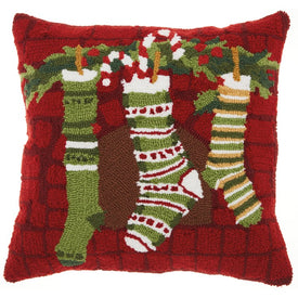 Home For The Holiday Stockings 18" x 18" Throw Pillow