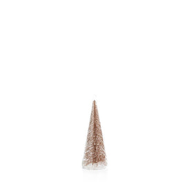 Small Clear Glass Decorative Tree with Champagne Glitter Set of 3