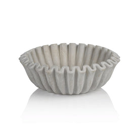 Scalloped 11.75" Diameter Marble Decorative Bowl