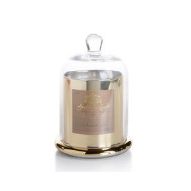 Medium Siberian Fir Scented Candle in Gold Glass Jar with Bell Cloche