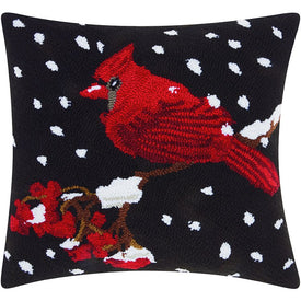 Home For The Holiday Black and Red Cardinal 18" x 18" Throw Pillow