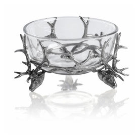 Alberg Stag Head Pewter and Glass Bowl