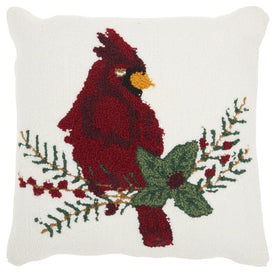 Home For The Holiday White and Red Cardinal 18" x 18" Throw Pillow