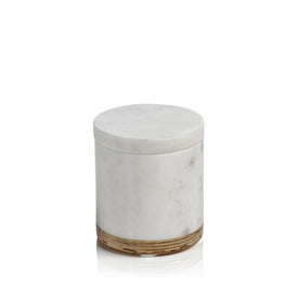 Verdi Marble and Balsa Wood Jar with Removable Lid