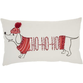 Home For The Holiday Ho Ho Ho Dachshund 12" x 20" Throw Pillow