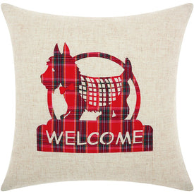 Home For The Holiday Scottie Dog Welcome 17" x 17" Throw Pillow