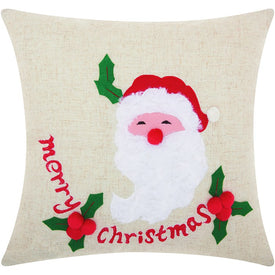 Home For The Holiday Santa Merry Christmas 16" x 16" Throw Pillow